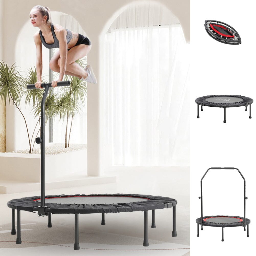 38 Inch Black Foldable Round Exercise Trampoline Trampolines Living and Home