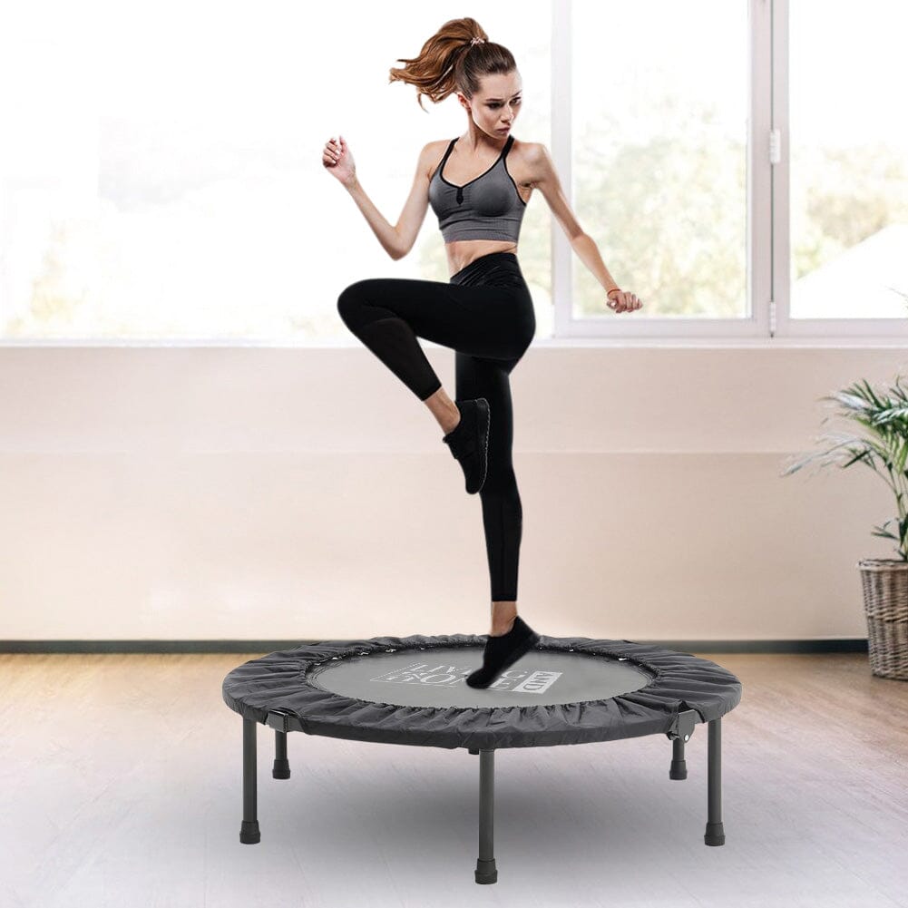 38 Inch Black Foldable Round Exercise Trampoline Trampolines Living and Home