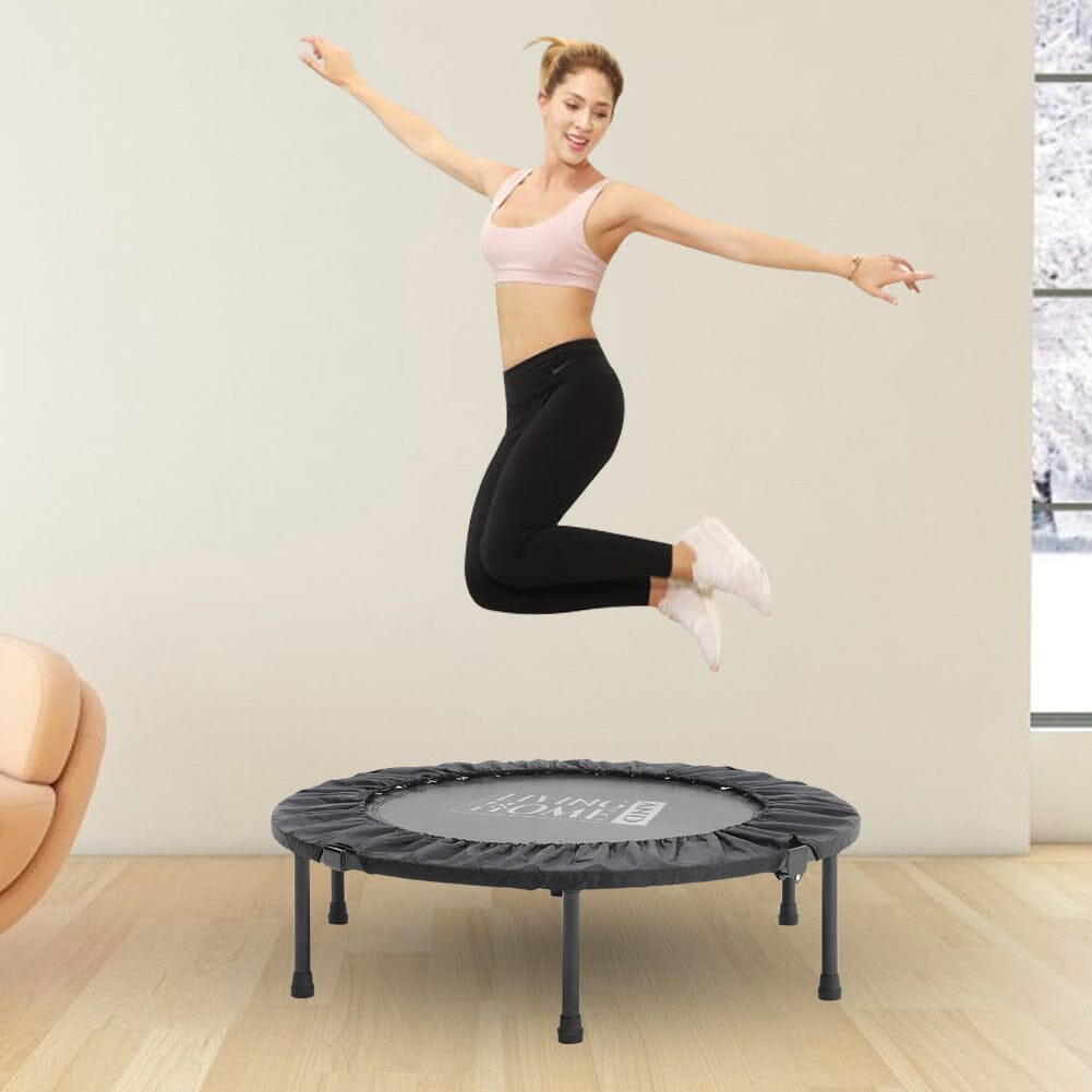 38 Inch Black Foldable Round Exercise Trampoline Trampolines Living and Home