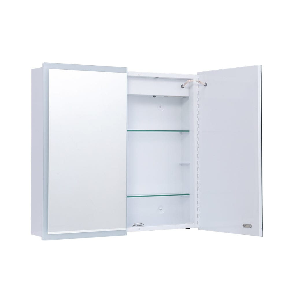 65cm Wide Elegant Double Door Bathroom Mirror LED Frameless Mirror Cabinet Bathroom Mirror Cabinets Living and Home
