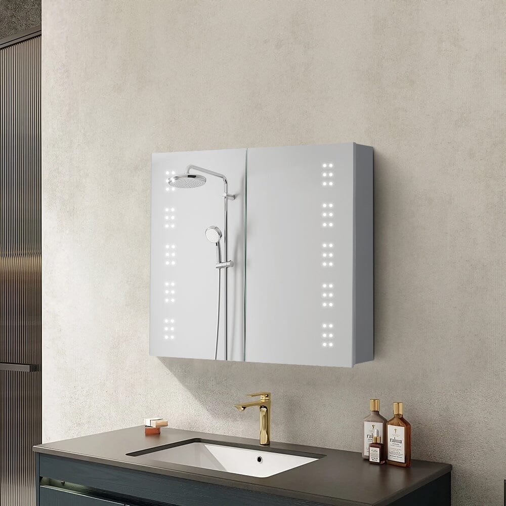 Frameless Double Door LED Bathroom Mirror Cabinet Bathroom Mirror Cabinets Living and Home