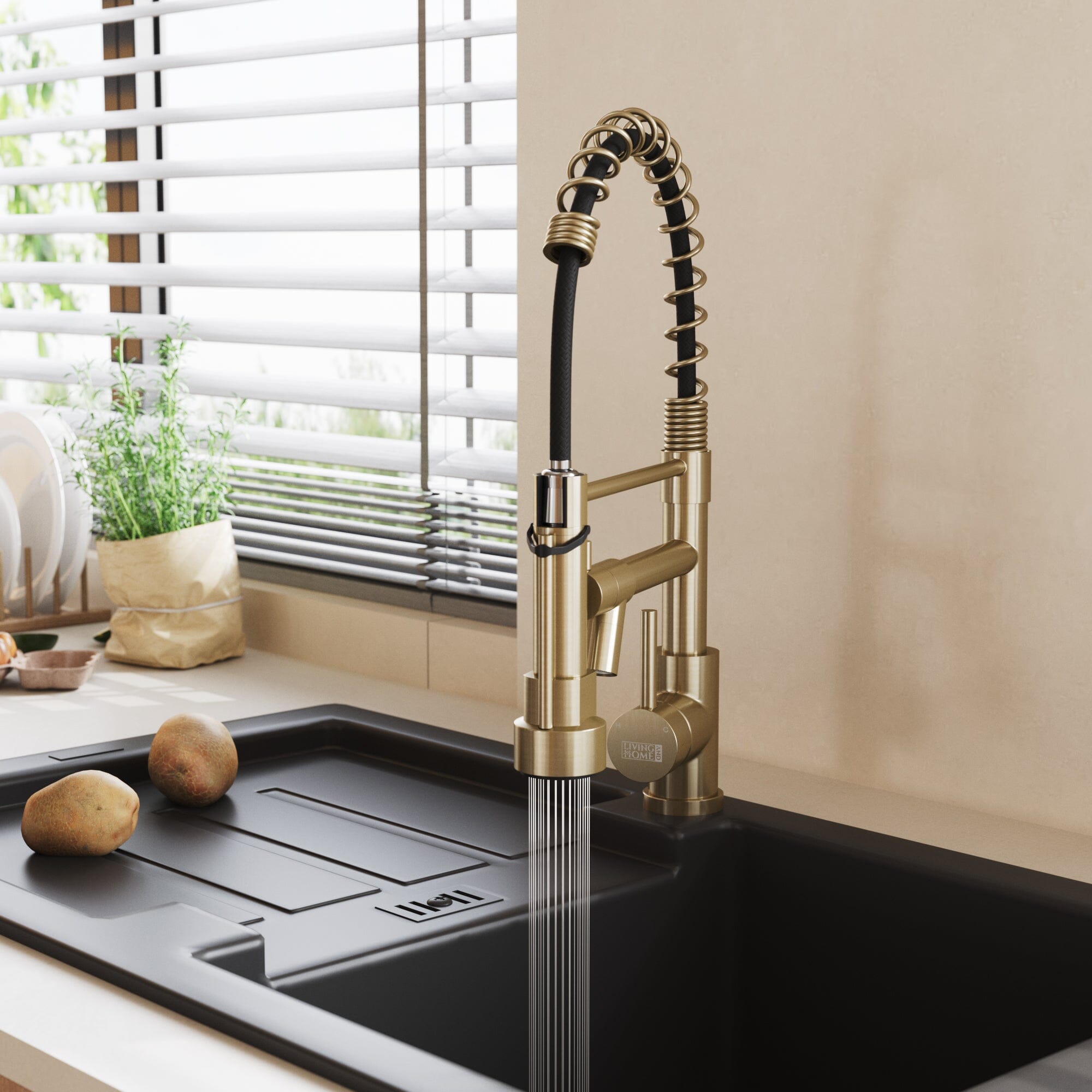 Stainless Steel Kitchen Faucet with Pull Down Spring Spout and Pot Filler Kitchen Taps Living and Home