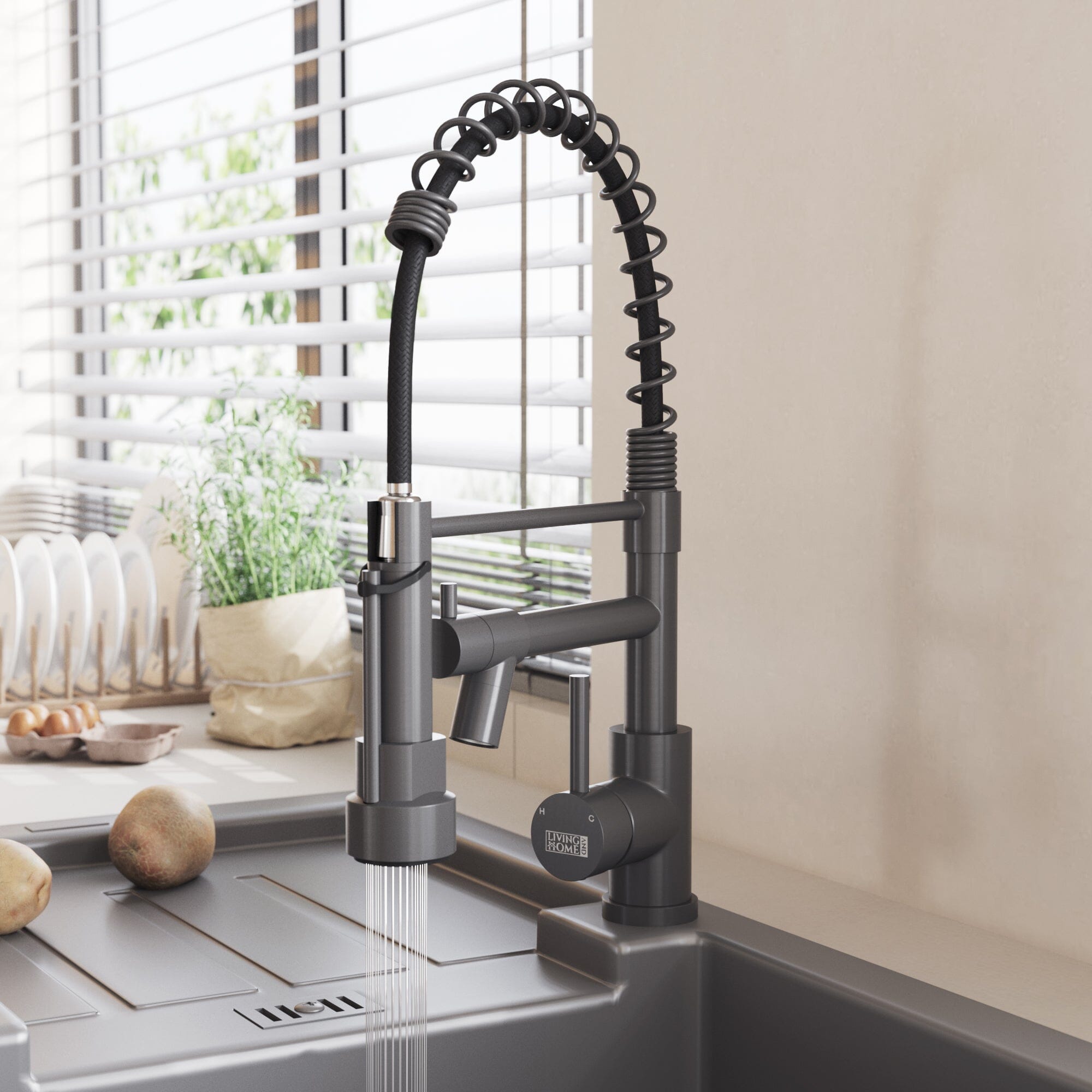Stainless Steel Kitchen Faucet with Pull Down Spring Spout and Pot Filler Kitchen Taps Living and Home