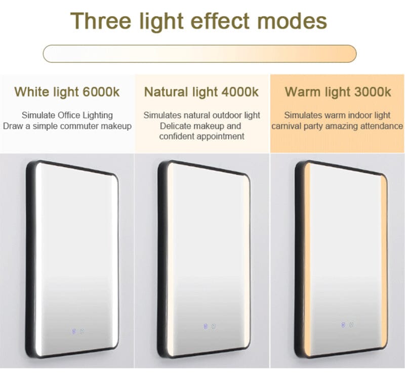 Framed Retangular LED Light Bathroom Vanity Mirror Bathroom Mirror Cabinets Living and Home