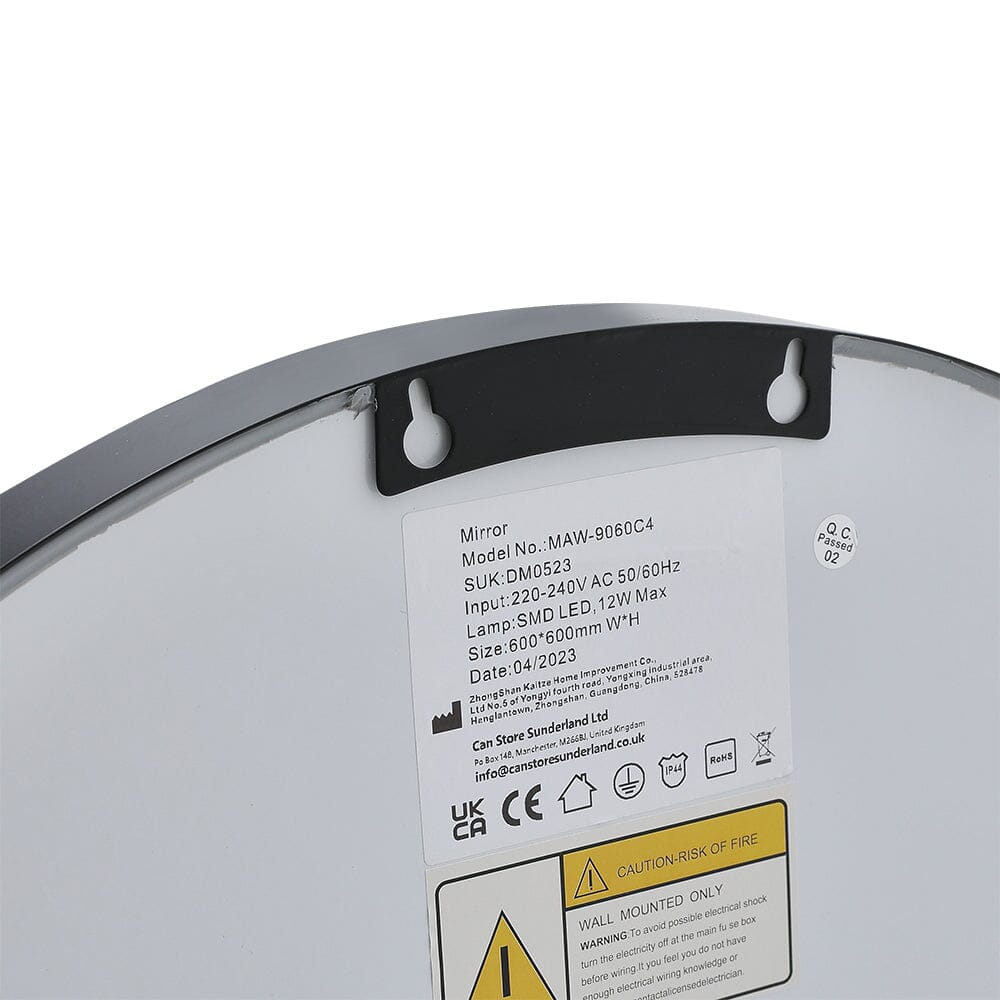 Round Metal LED Mirror with Hanging Strap Bathroom Mirrors Living and Home