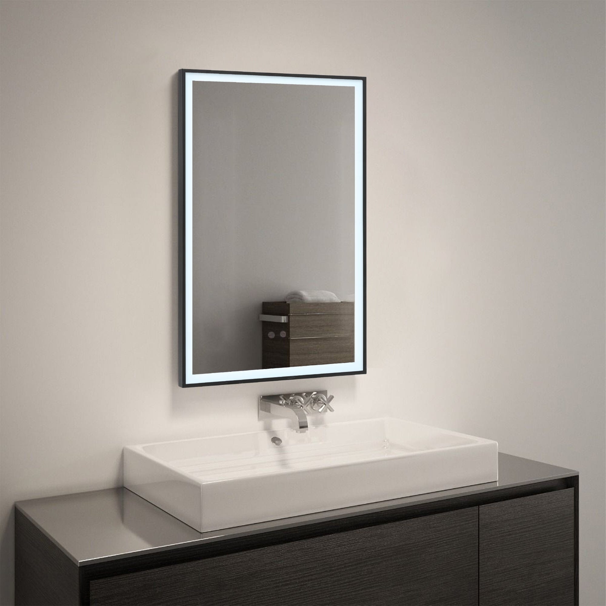 Rectangular 50x70cm Anti-fog Bathroom Vanity Mirror with Touch Lighting Bathroom Mirrors Living and Home