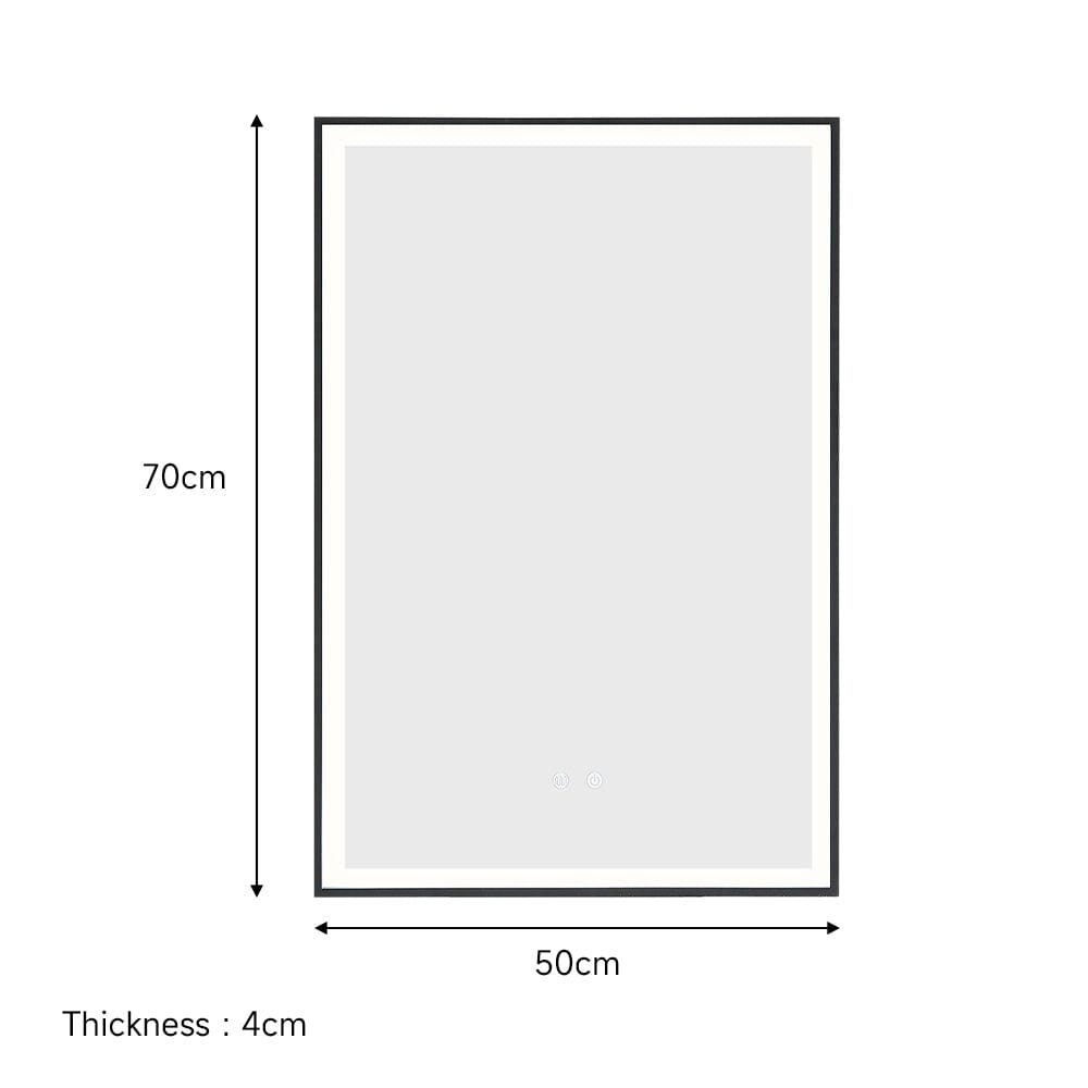Rectangular 50x70cm Anti-fog Bathroom Vanity Mirror with Touch Lighting Bathroom Mirrors Living and Home