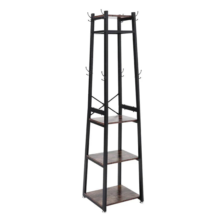 H&O Direct Industrial Style Clothing Rack with 4 Tiers of Shelves Living and Home