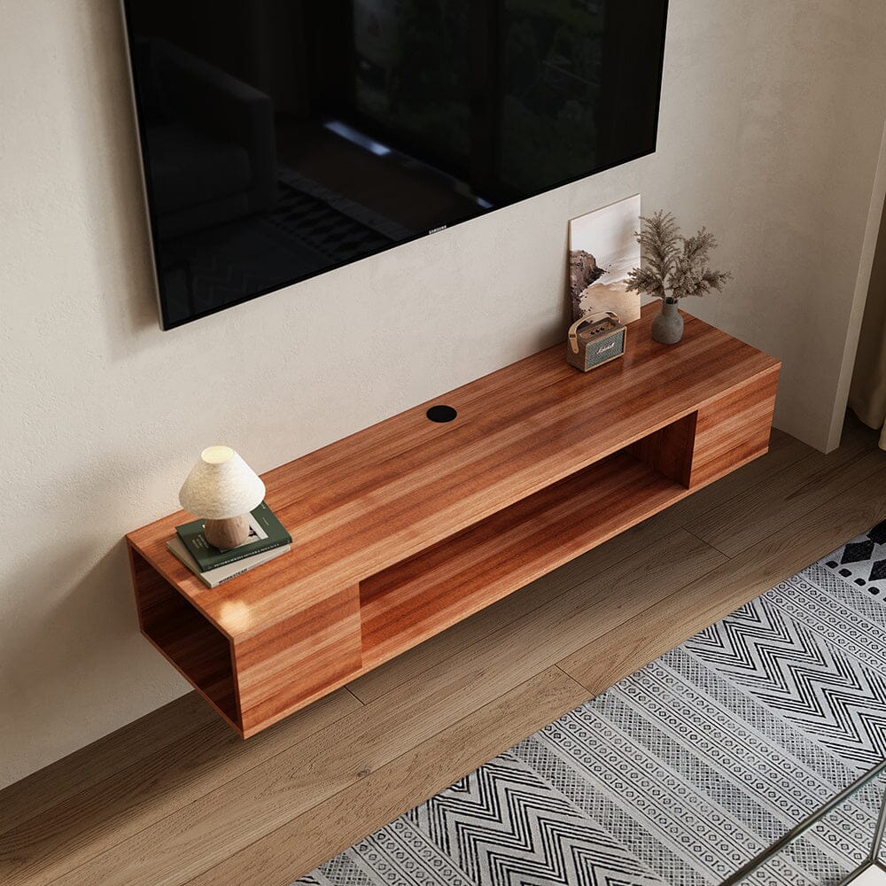 Stylish Brown Floating Cabinet with Single Shelf Living and Home
