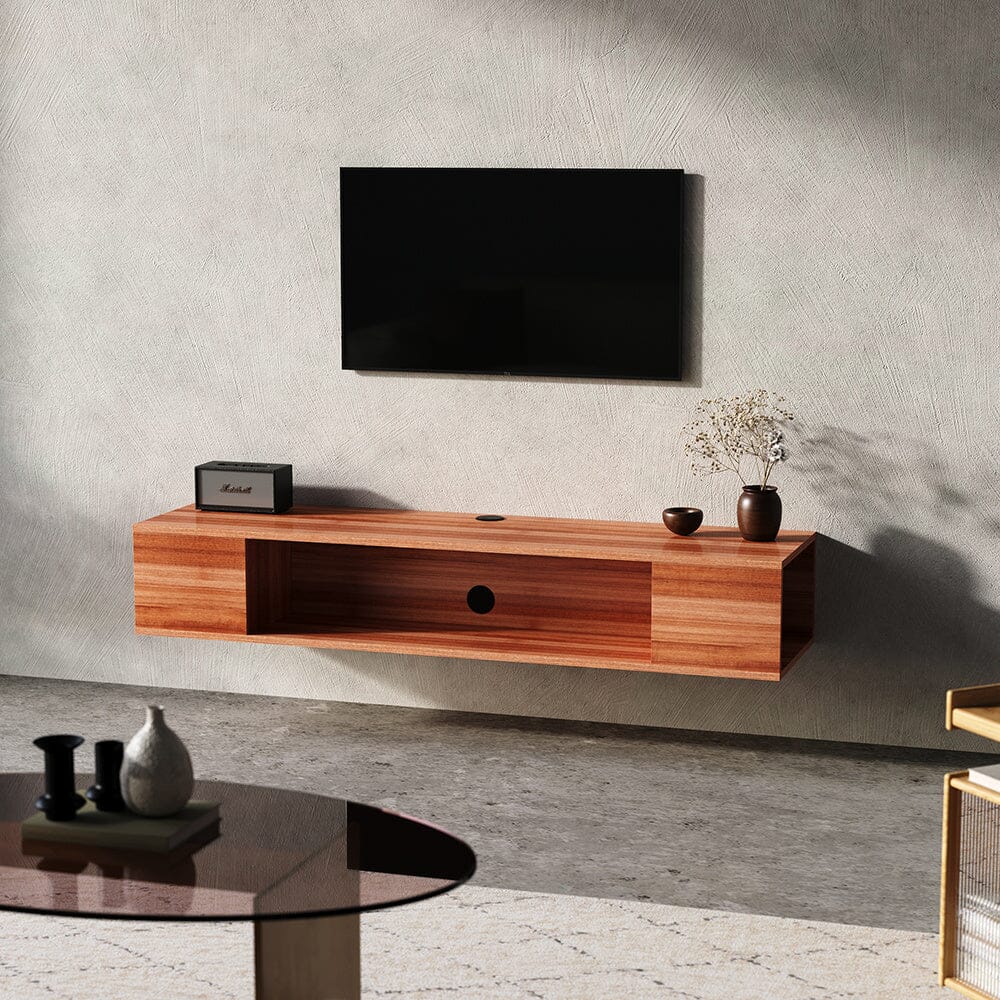 Stylish Brown Floating Cabinet with Single Shelf Living and Home