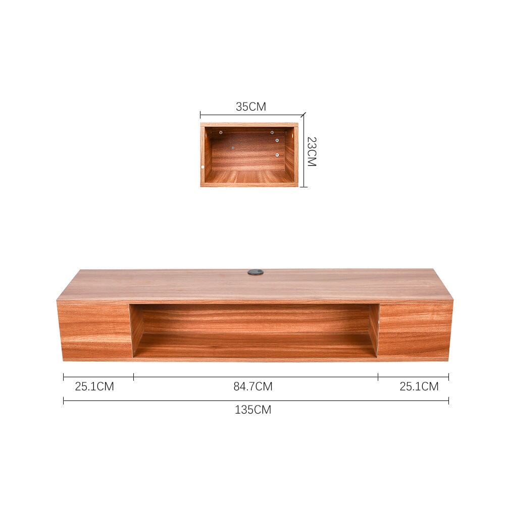 Stylish Brown Floating Cabinet with Single Shelf Living and Home