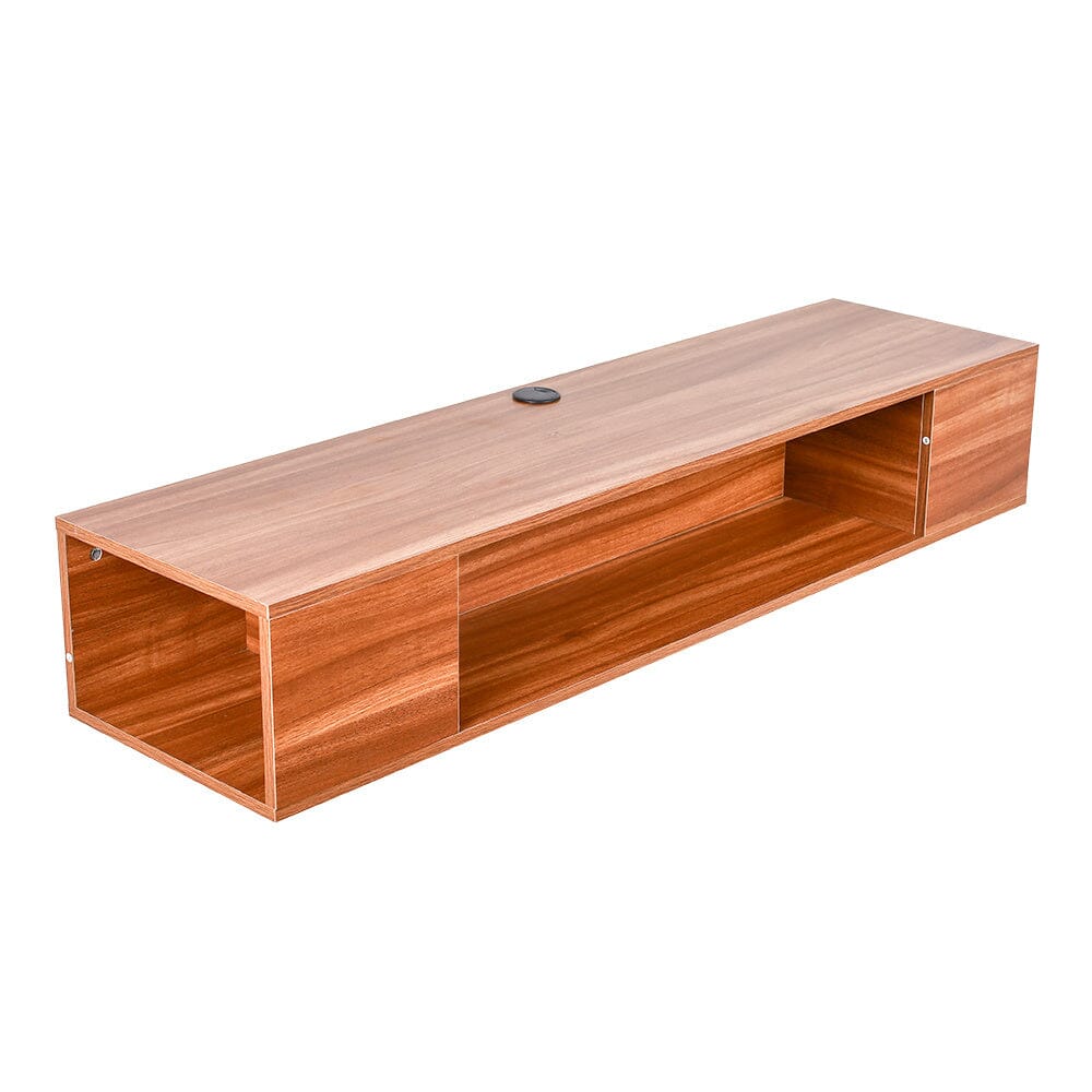 Stylish Brown Floating Cabinet with Single Shelf Living and Home
