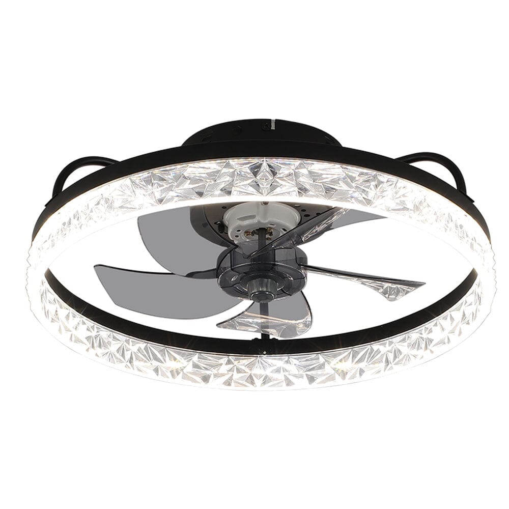 Modern Black Round Crystal Ceiling Fan with Light Ceiling Fans Living and Home