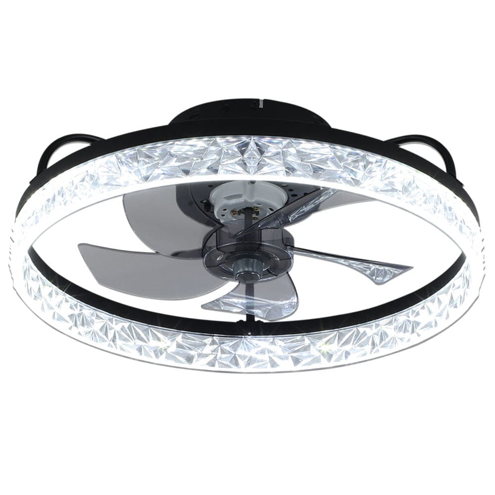 Modern Black Round Crystal Ceiling Fan with Light Ceiling Fans Living and Home