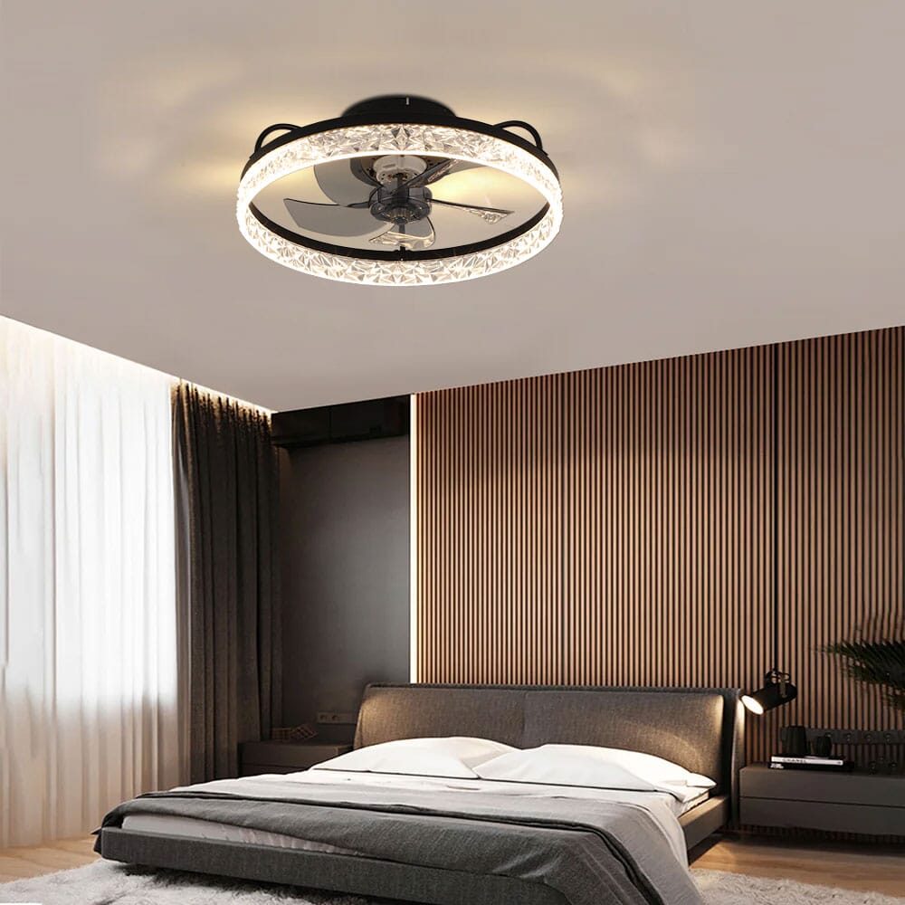 Modern Black Round Crystal Ceiling Fan with Light Ceiling Fans Living and Home