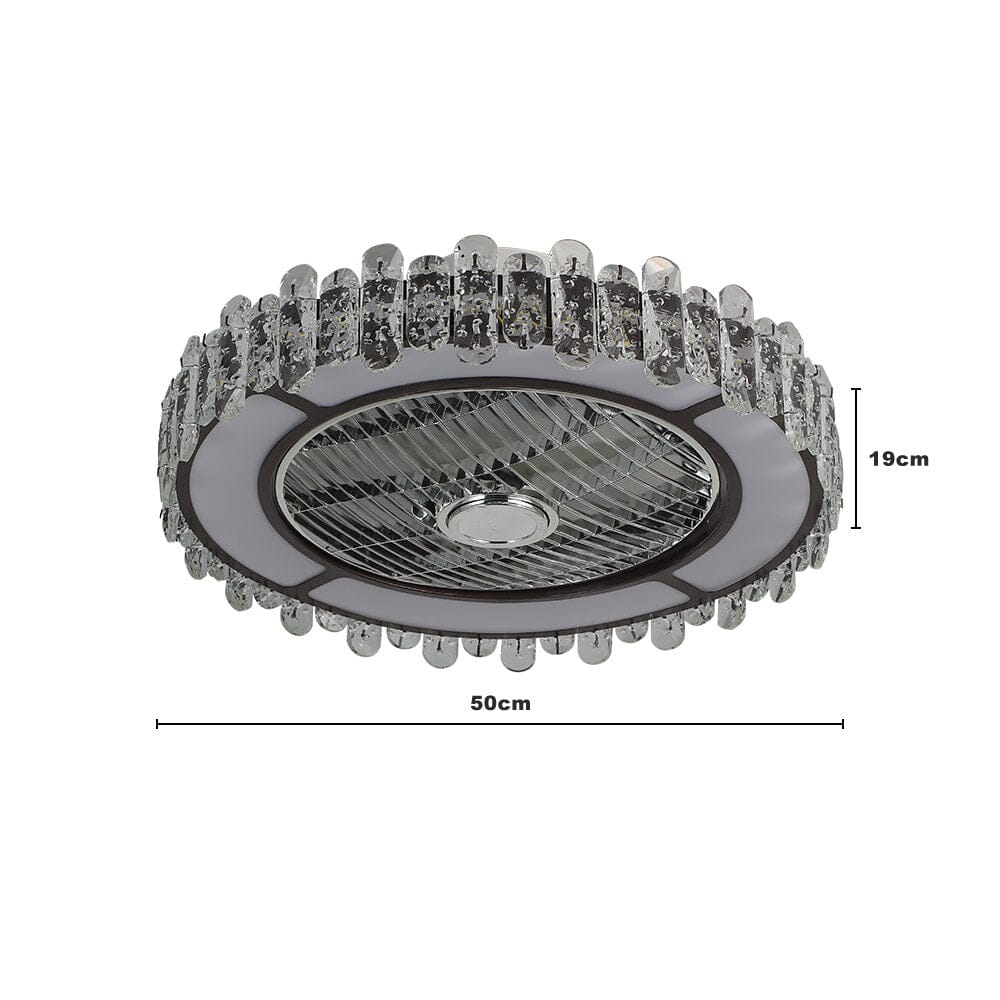 Round Crystal Flush Mount LED Ceiling Fan Light Ceiling Fans Living and Home