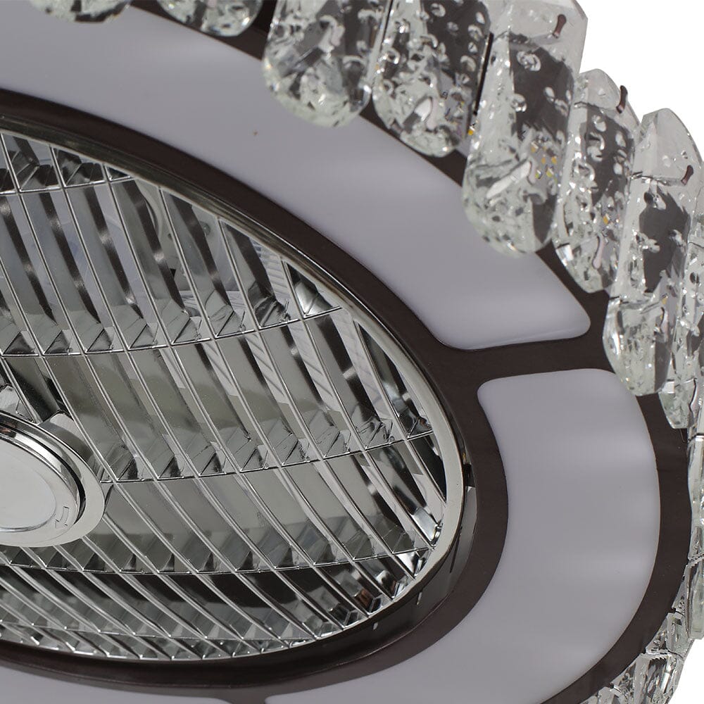 Round Crystal Flush Mount LED Ceiling Fan Light Ceiling Fans Living and Home