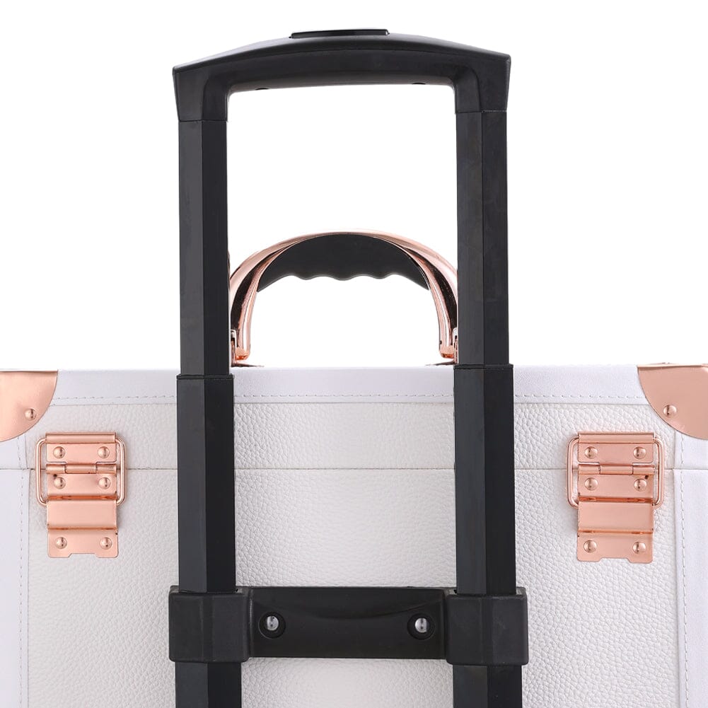 White/Green 3 in 1 Professional Cosmetic Trolley Case Makeup Box on Wheels Makeup Organizers Living and Home