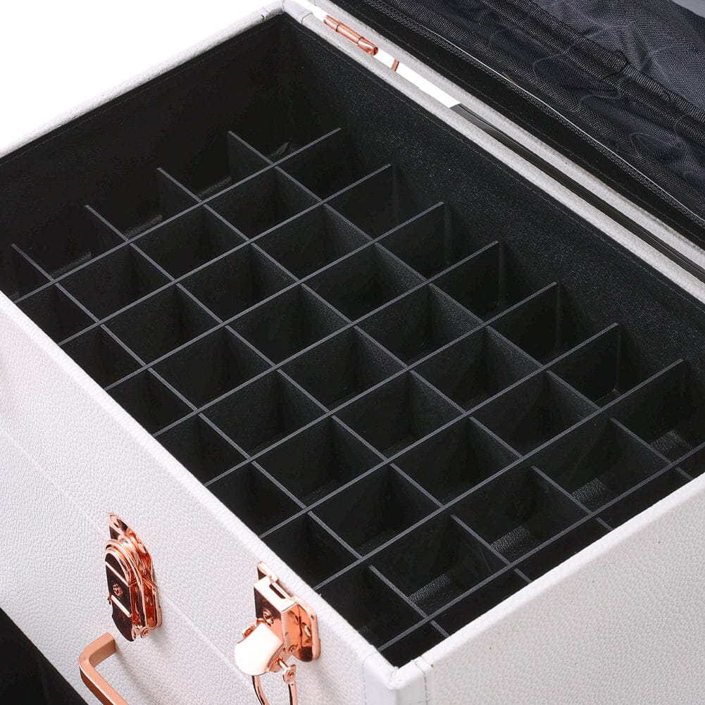 White/Green 3 in 1 Professional Cosmetic Trolley Case Makeup Box on Wheels Makeup Organizers Living and Home