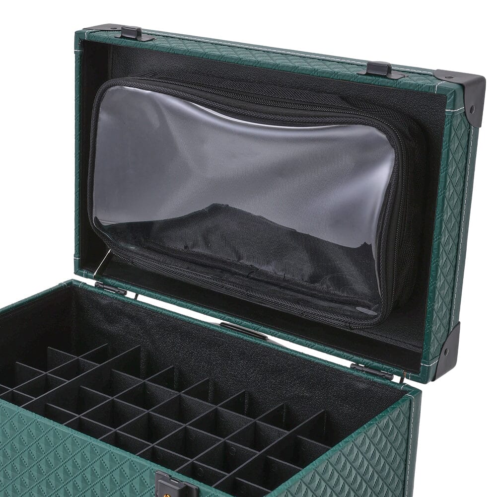 White/Green 3 in 1 Professional Cosmetic Trolley Case Makeup Box on Wheels Makeup Organizers Living and Home