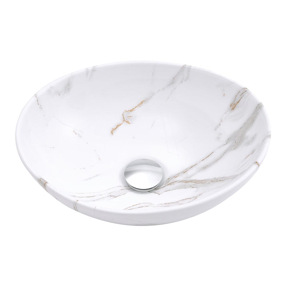 41.5cm W x 13.5cm D White Oval Marble Vessel Bathroom Sink Bathroom Sinks Living and Home