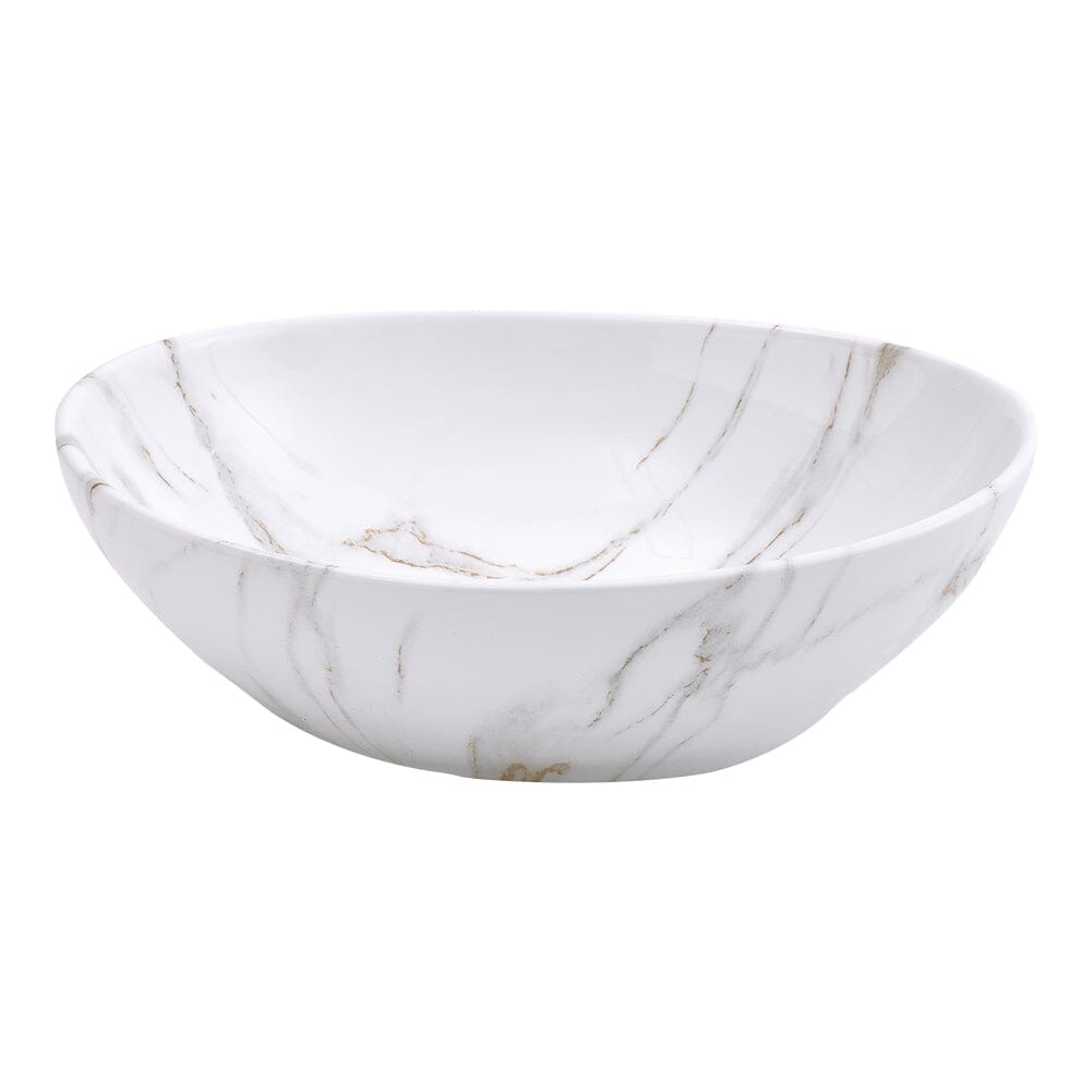 41.5cm W x 13.5cm D White Oval Marble Vessel Bathroom Sink Bathroom Sinks Living and Home