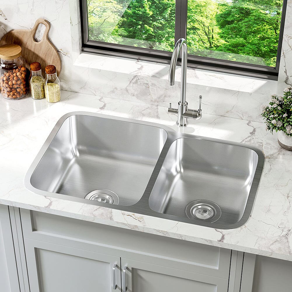 Built-In Stainless Steel Double Kitchen Sink Living and Home