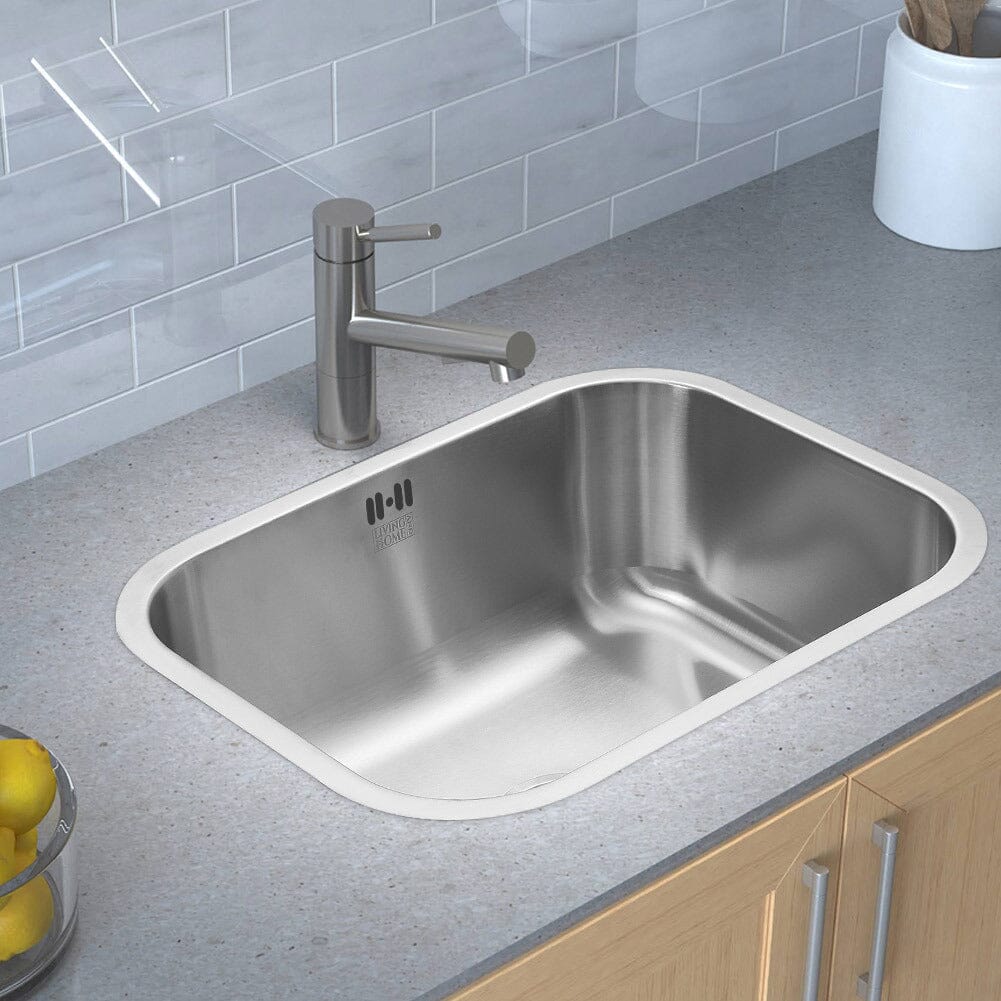 304 Stainless Steel Brushed Finish Square Stretch Sink Living and Home