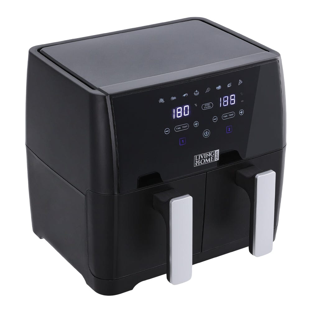 8L Black Touch Screen Air Fryer with Dual Basket Air Fryers Living and Home