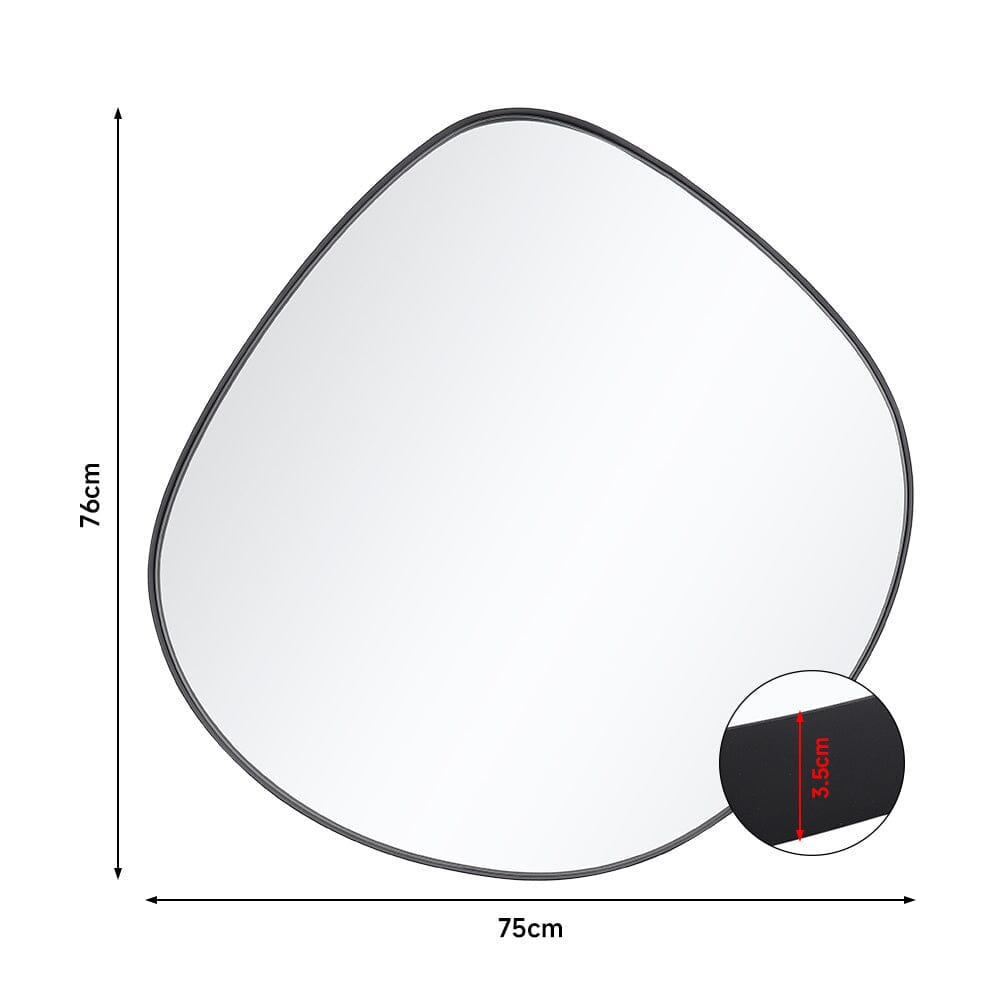 Premium Irregular-Shaped Bathroom Mirror with Black Iron Frame Living and Home