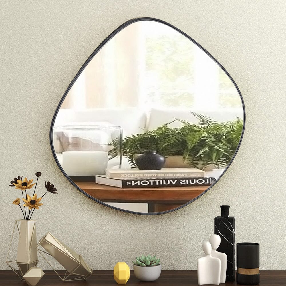 Premium Irregular-Shaped Bathroom Mirror with Black Iron Frame Living and Home