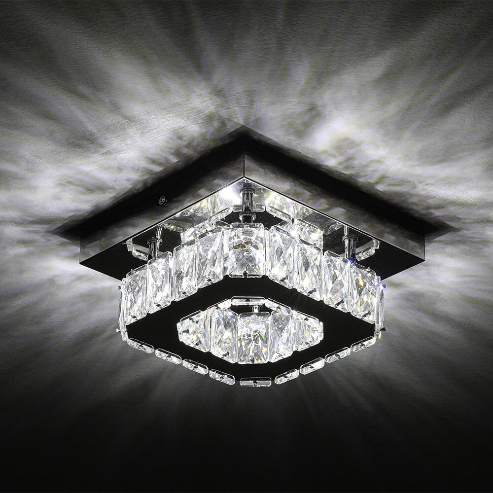 20cm Modern Square Crystal Ceiling Light Living and Home