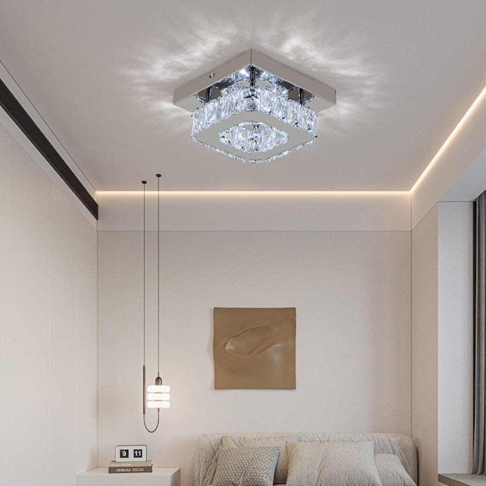 20cm Modern Square Crystal Ceiling Light Living and Home