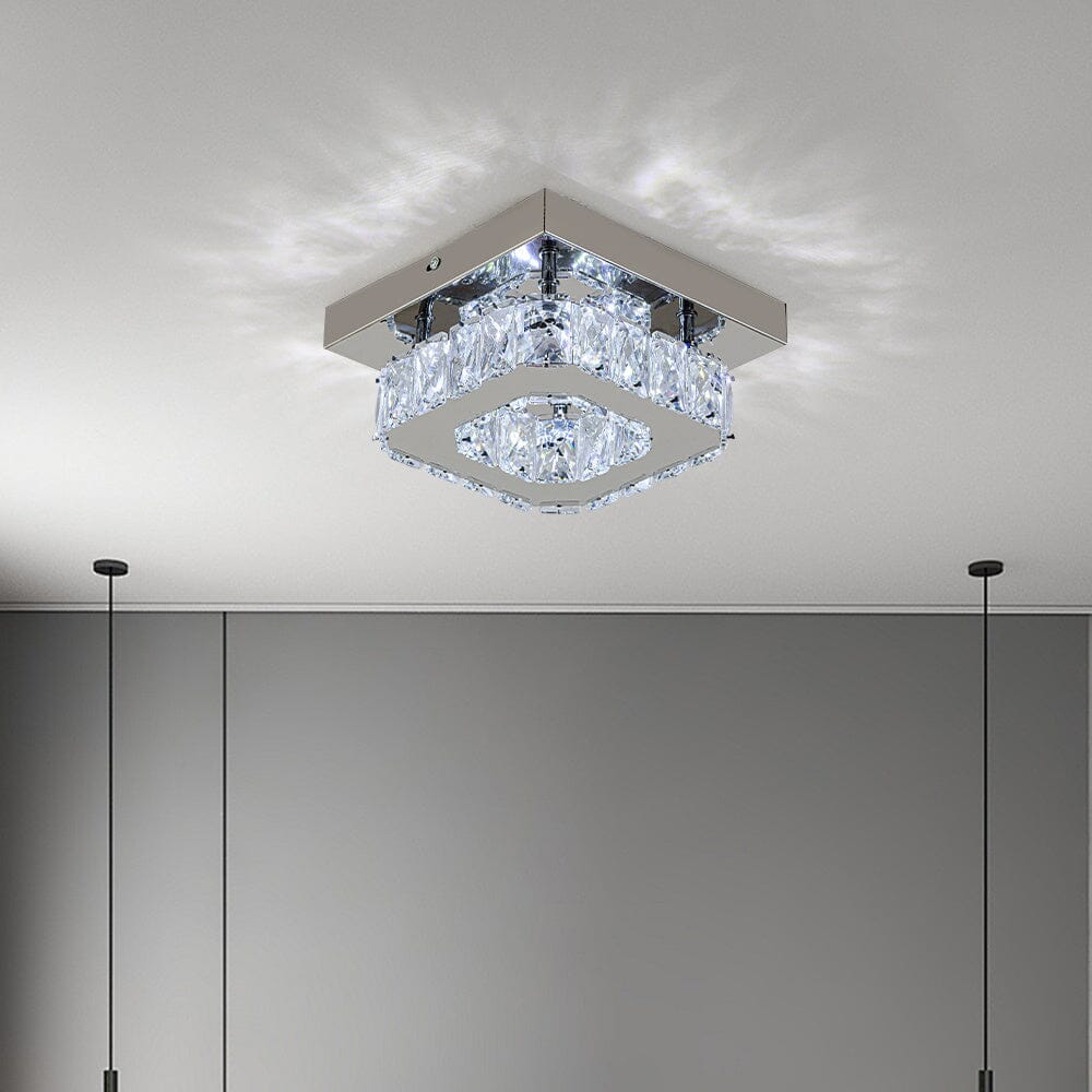 20cm Modern Square Crystal Ceiling Light Living and Home