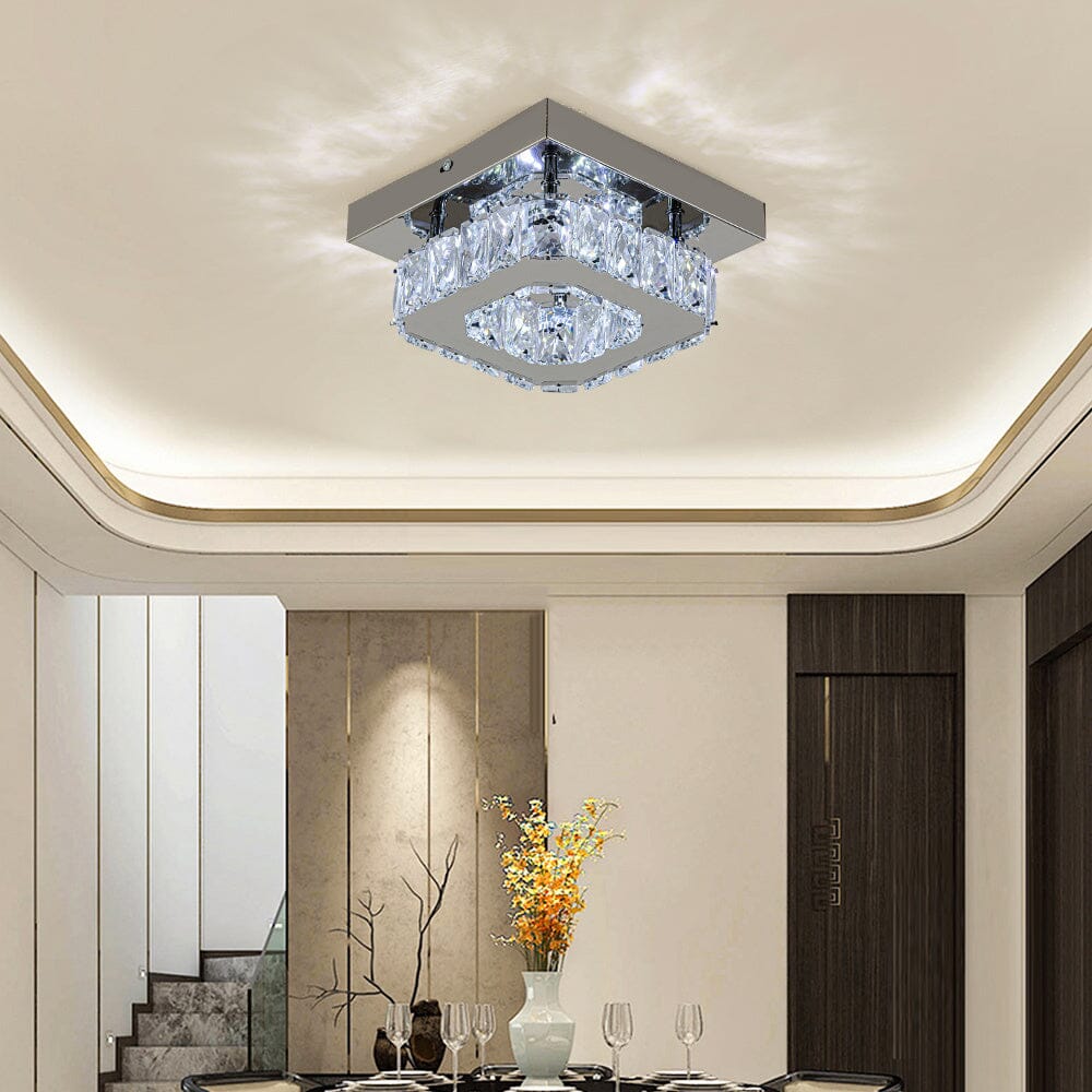20cm Modern Square Crystal Ceiling Light Living and Home