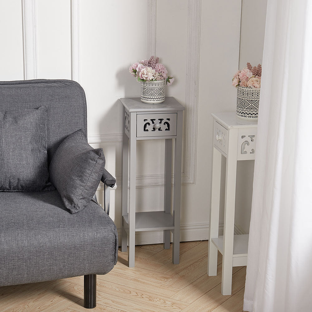 Telephone Table with Drawer Tall Slim Living Room End Table Corner Bedside Table End Table Living and Home
