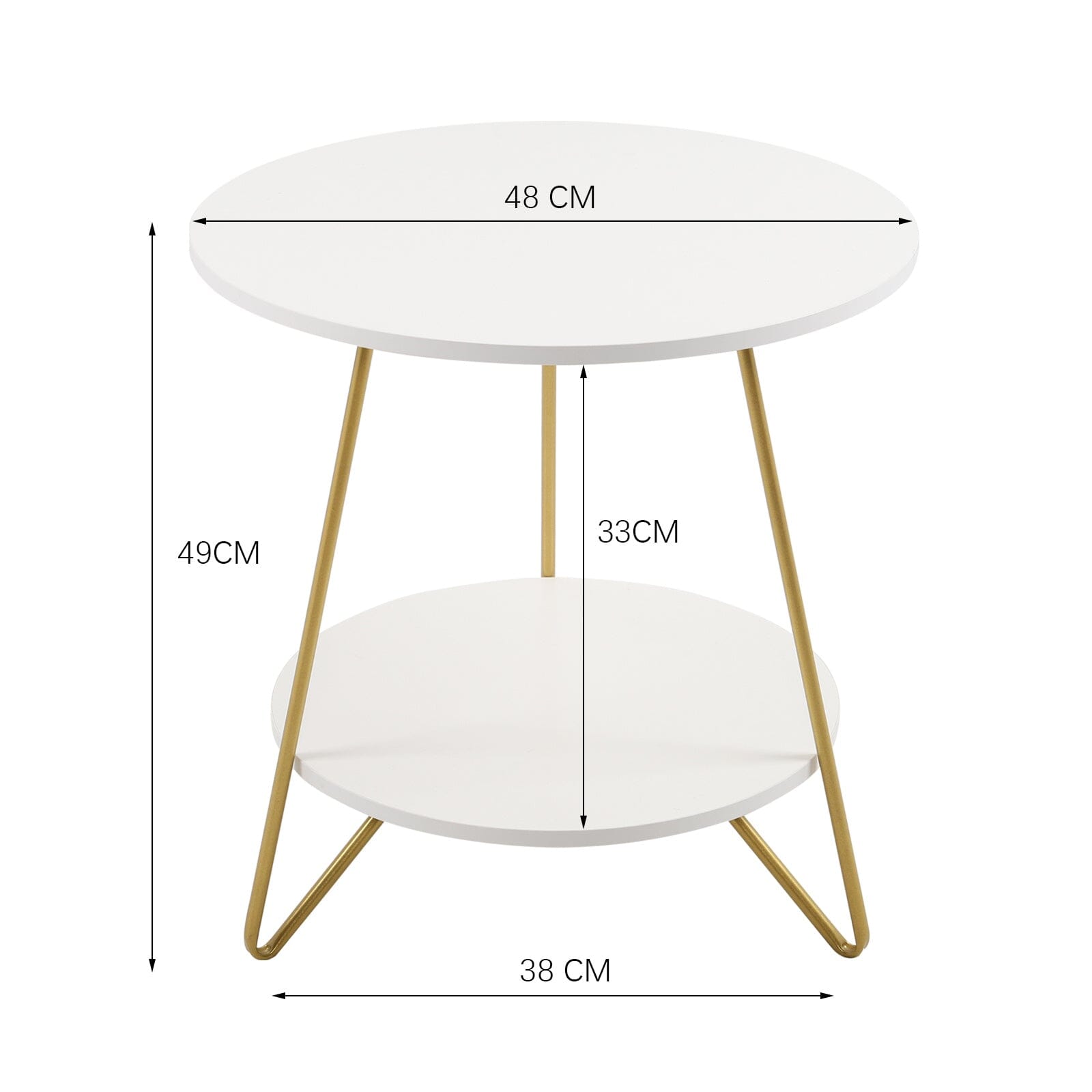 Chic 58 cm Geometric Two-Tier Round Table with Gold Frame Living and Home