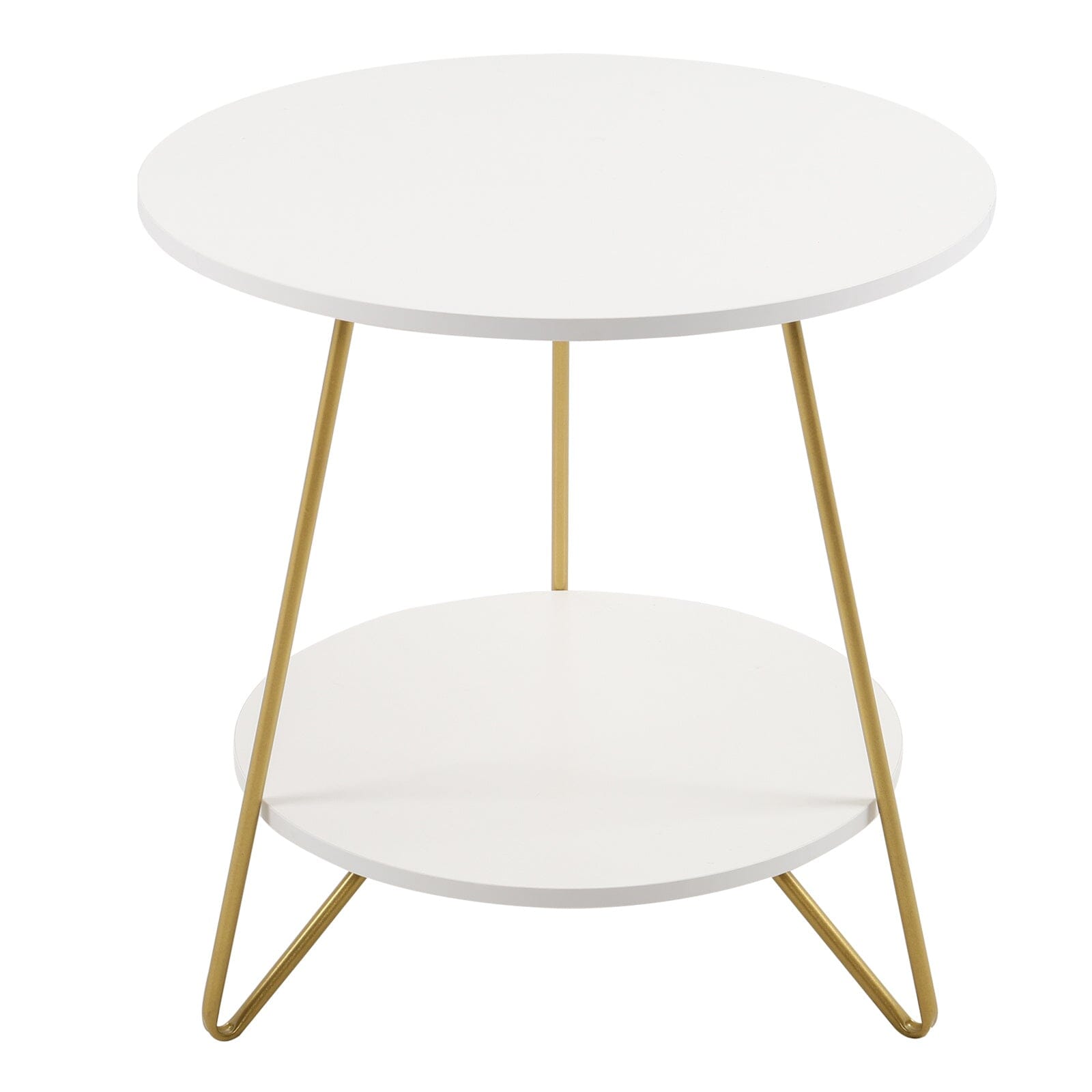 Chic 58 cm Geometric Two-Tier Round Table with Gold Frame Living and Home