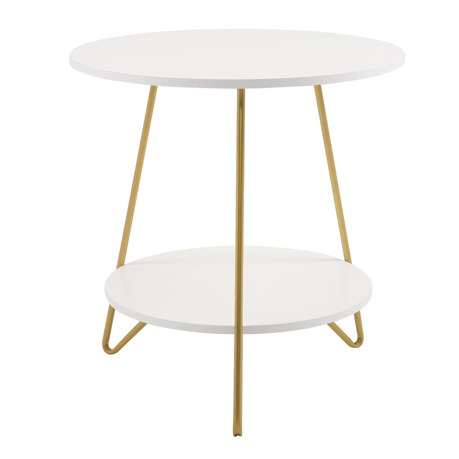 Chic 58 cm Geometric Two-Tier Round Table with Gold Frame Living and Home