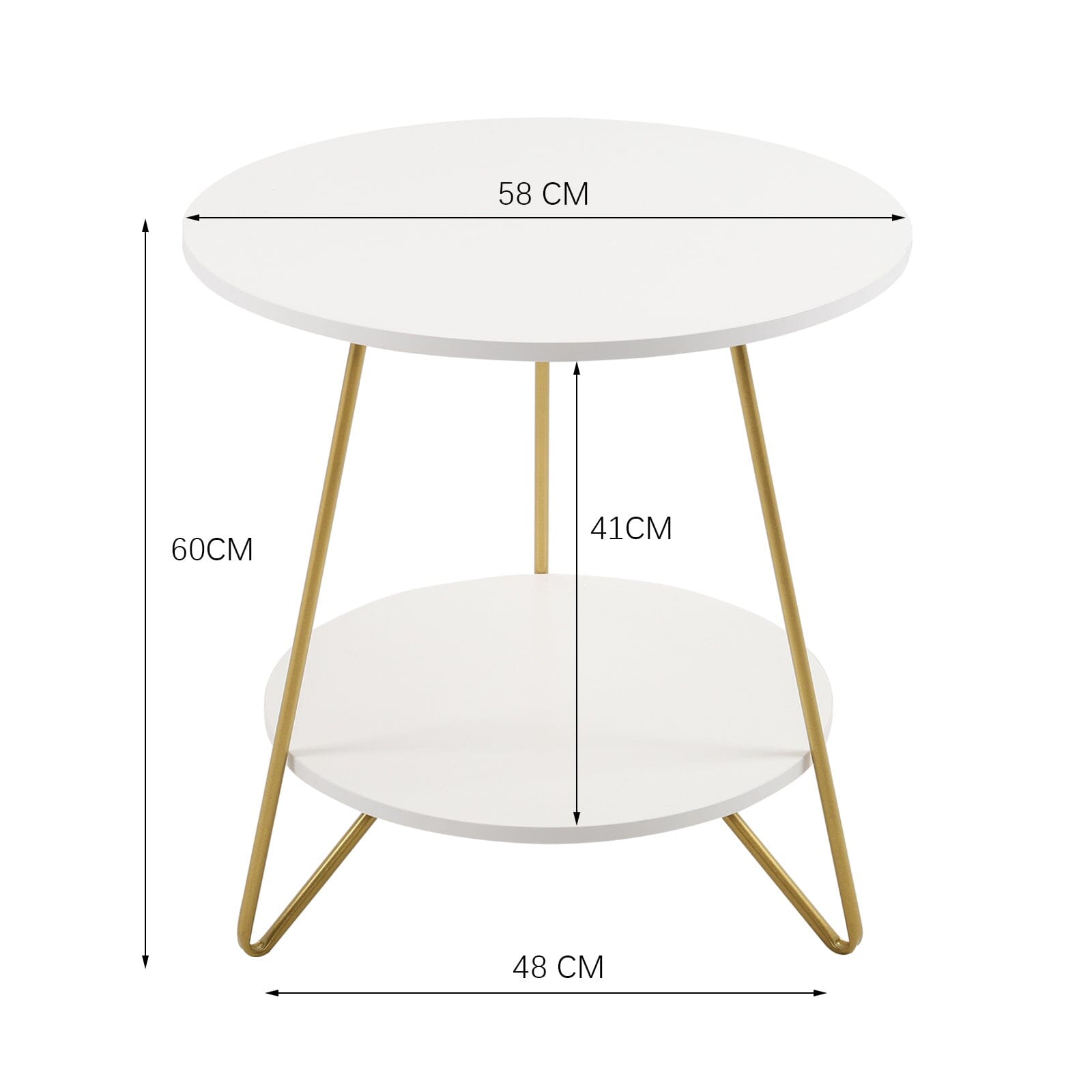 Chic 58 cm Geometric Two-Tier Round Table with Gold Frame Living and Home