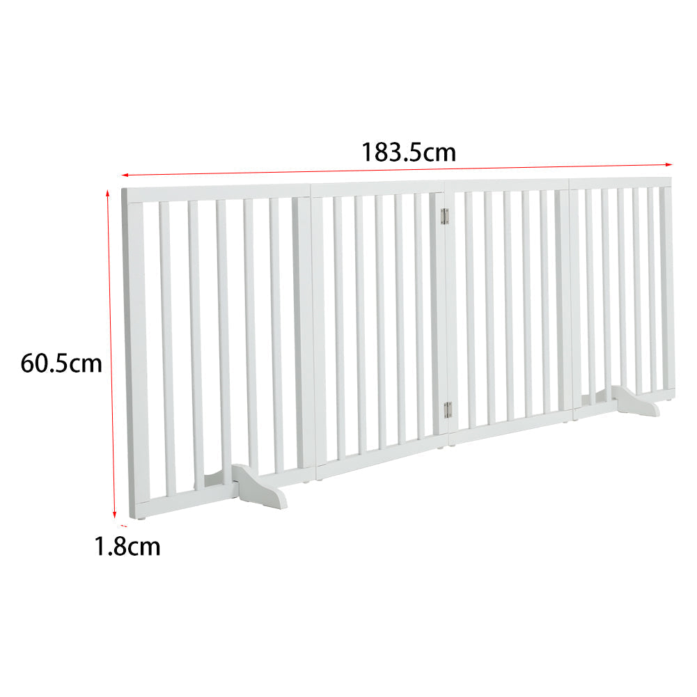 Living Room Safety Fence Wooden Folding 4-Panel Pet Gate Pet Supplies Living and Home