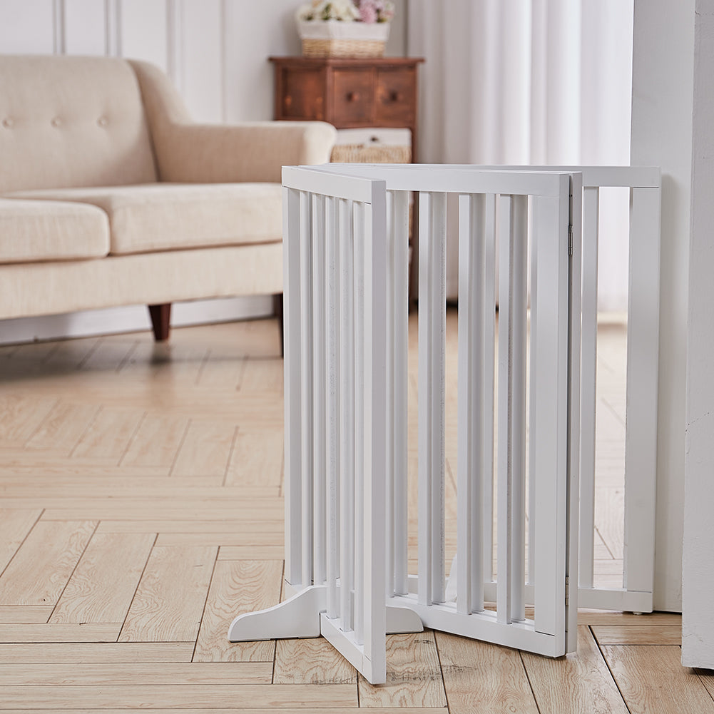Living Room Safety Fence Wooden Folding 4-Panel Pet Gate Pet Supplies Living and Home