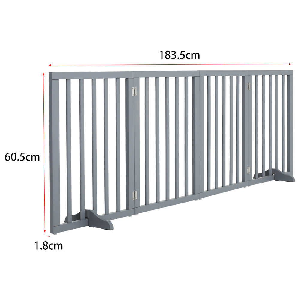 Living Room Safety Fence Wooden Folding 4-Panel Pet Gate Pet Supplies Living and Home