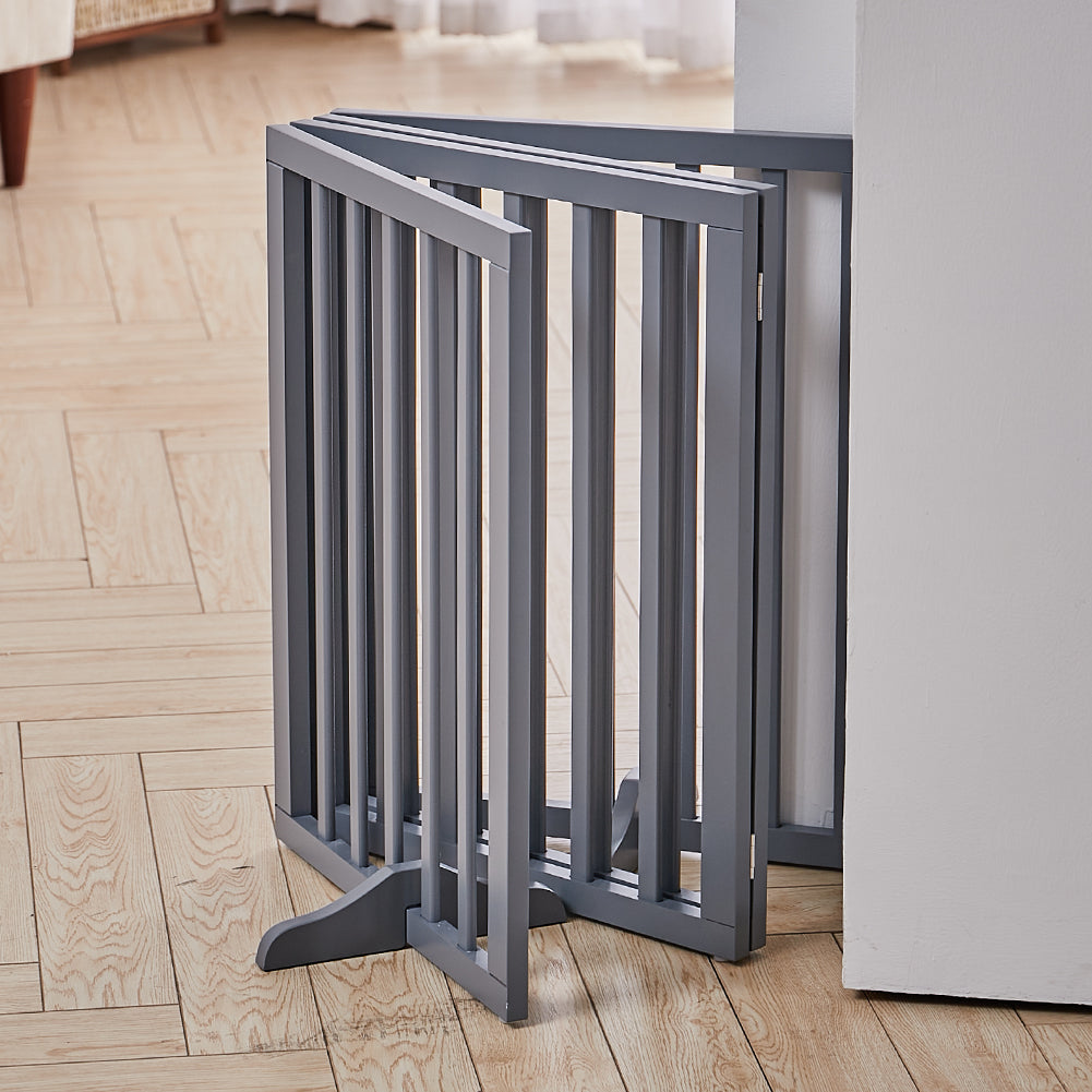 Living Room Safety Fence Wooden Folding 4-Panel Pet Gate Pet Supplies Living and Home