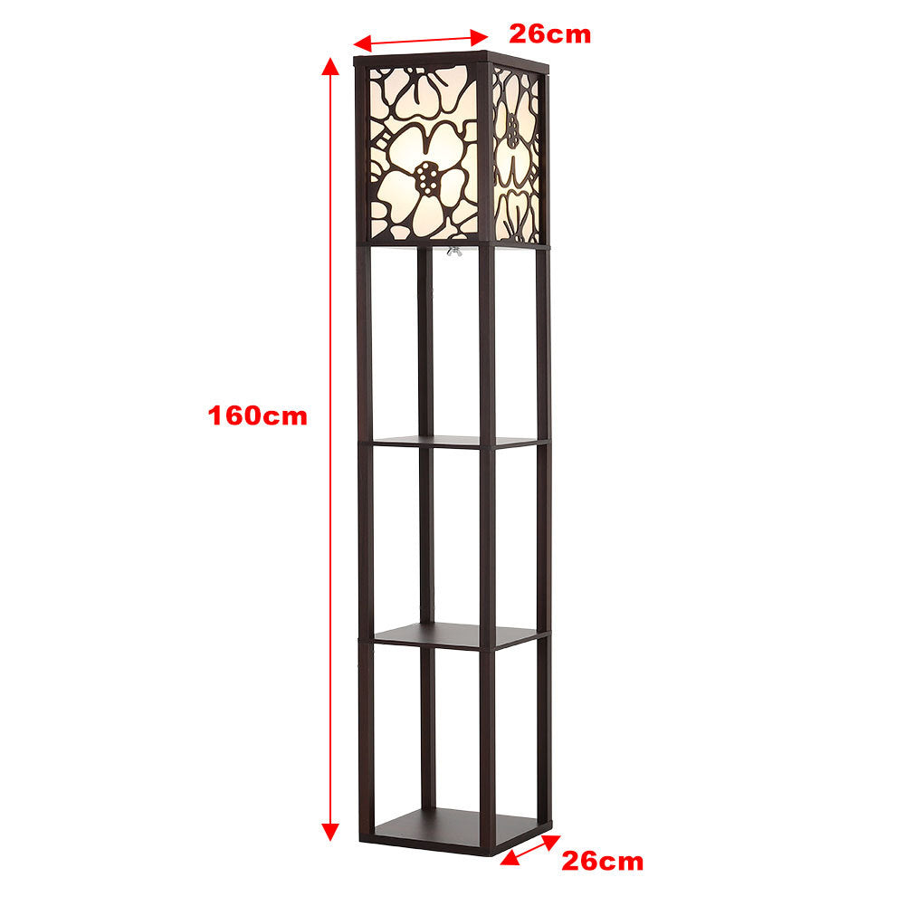 Brown Floor Lamp with Flower Linen Shade 3 Layers Indoor Towered Lamp Floorlamp Living and Home
