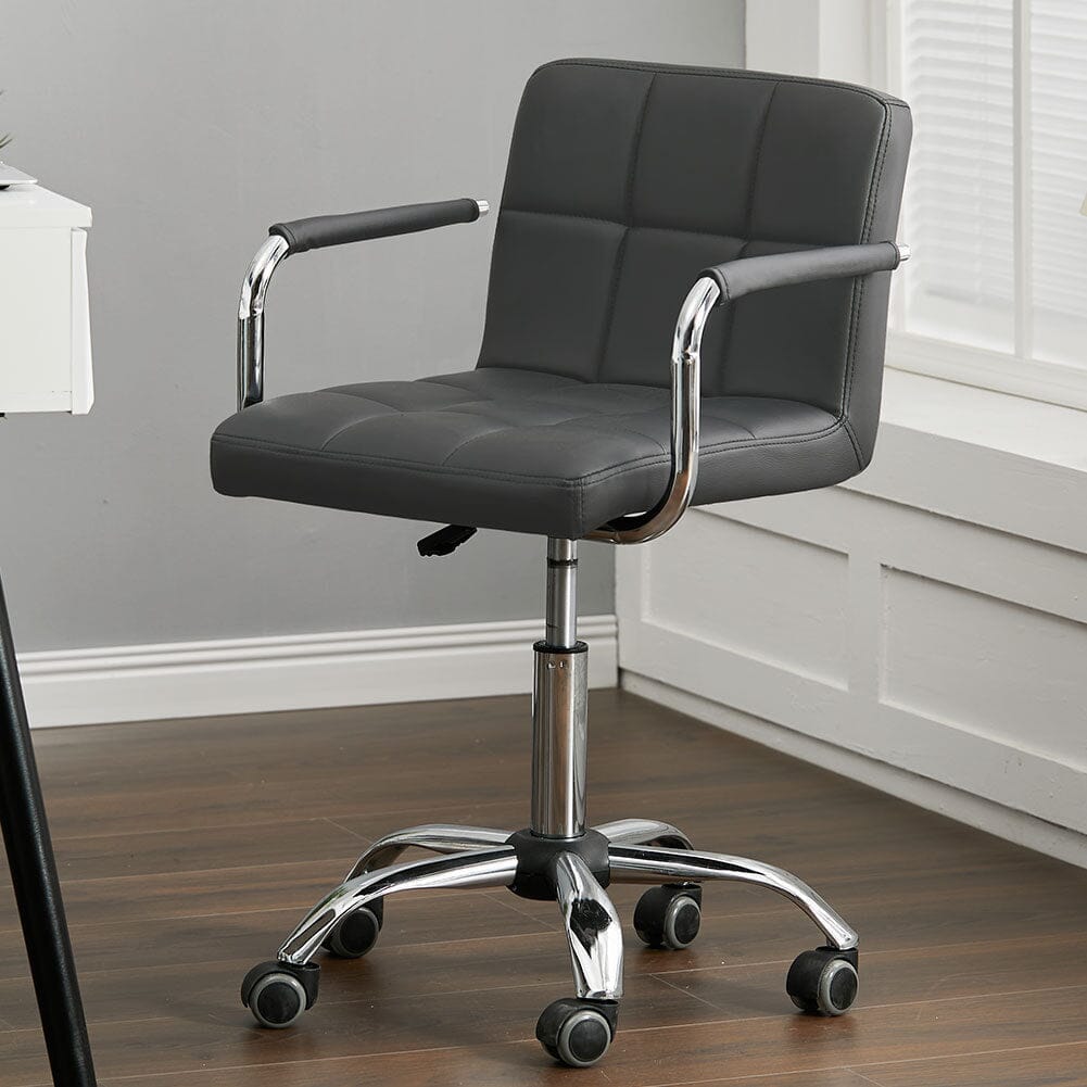 Low Back Faux Leather with Chrome Base Living and Home