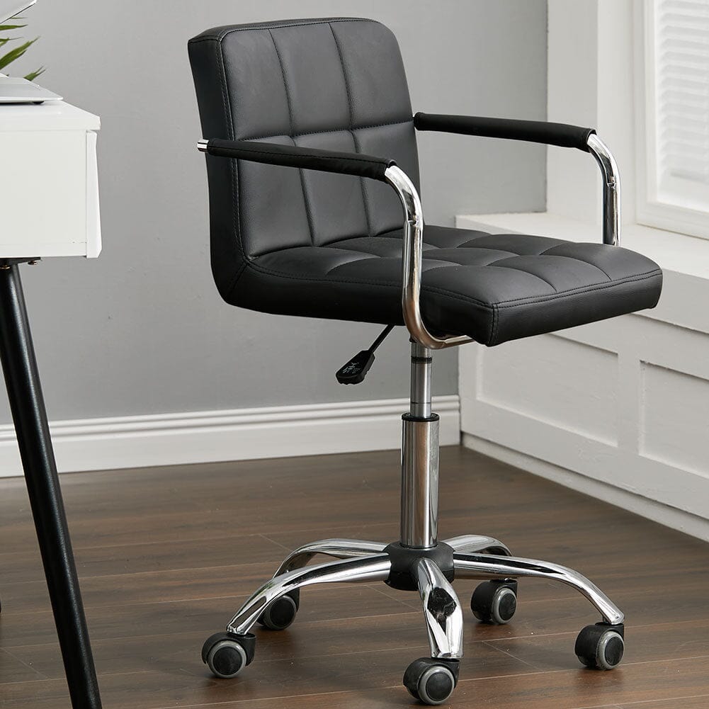 Low Back Faux Leather with Chrome Base Living and Home
