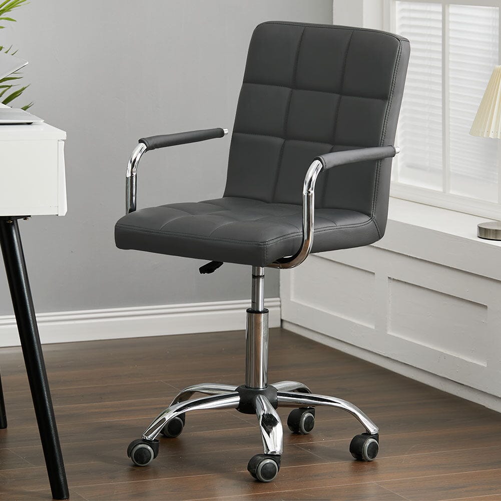 Mid Back Faux Leather with Chrome Base Living and Home