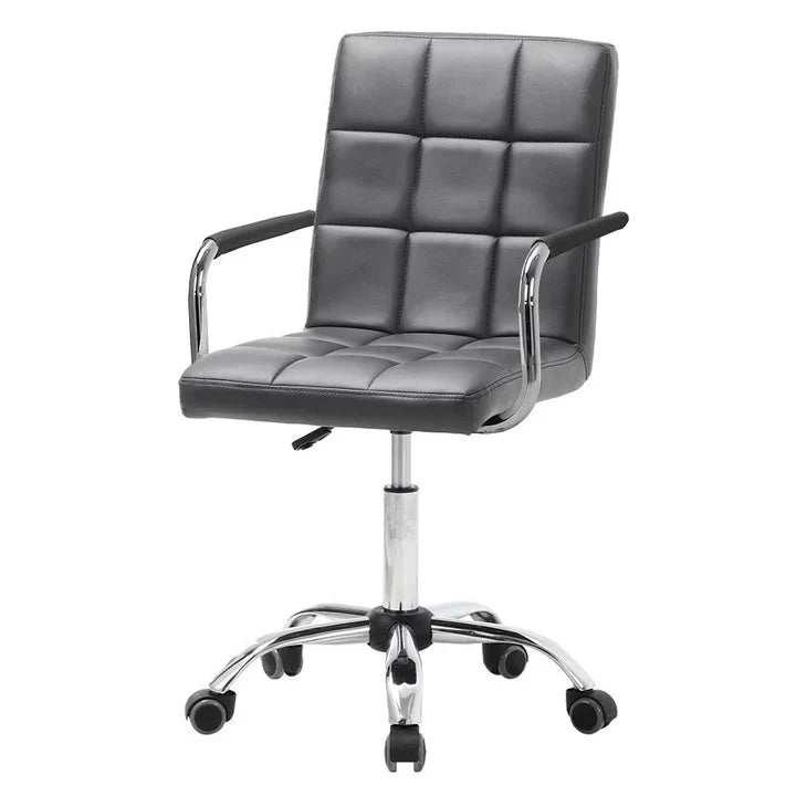 Mid Back Faux Leather with Chrome Base Living and Home