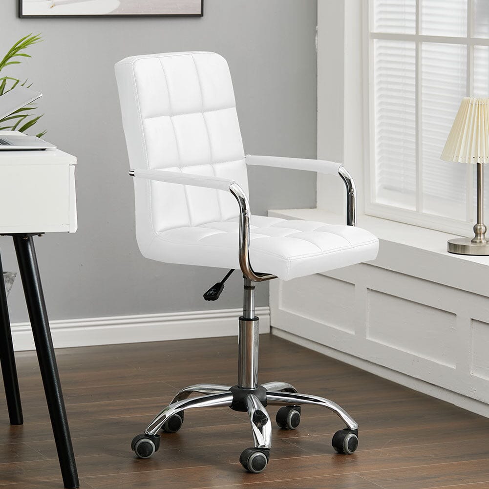 Mid Back Faux Leather with Chrome Base Living and Home